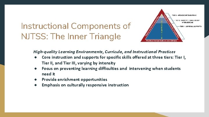 Instructional Components of NJTSS: The Inner Triangle High-quality Learning Environments, Curricula, and Instructional Practices