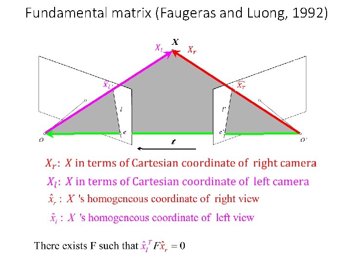 Fundamental matrix (Faugeras and Luong, 1992) X 