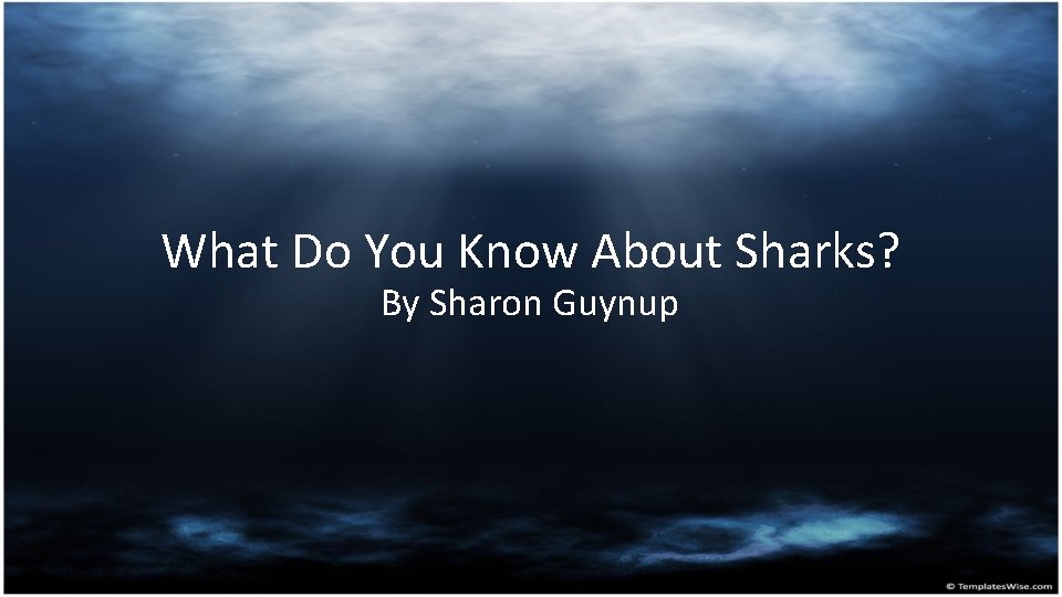 What Do You Know About Sharks? By Sharon Guynup 