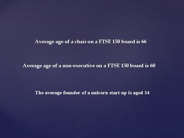 Average of a chair on a FTSE 150 board is 66 Average of a