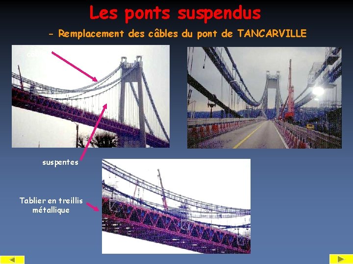 Les ponts suspendus - Remplacement des câbles du pont de TANCARVILLE câbles suspentes Tablier