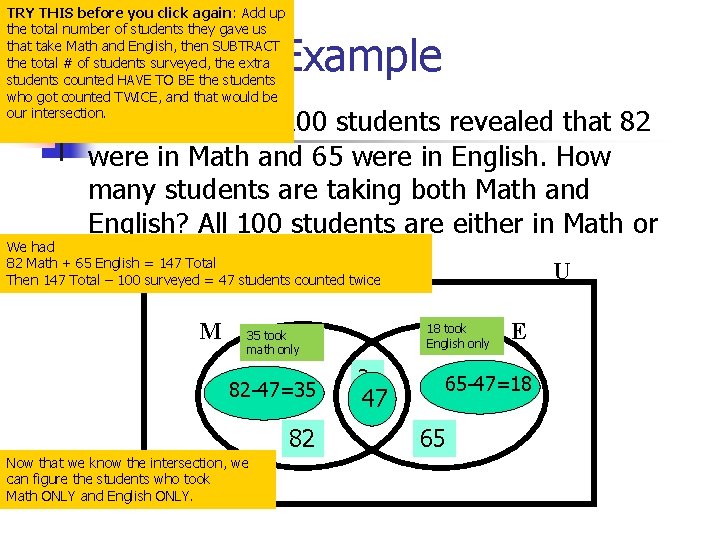 TRY THIS before you click again: Add up the total number of students they TRY THIS before you click again: Add up the total number of students they