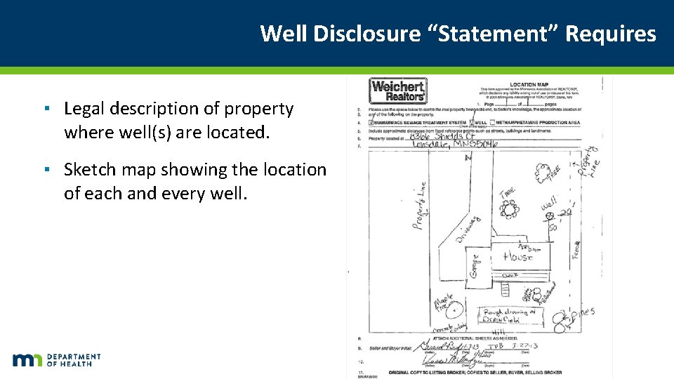 Well Disclosure “Statement” Requires ▪ Legal description of property where well(s) are located. ▪ Well Disclosure “Statement” Requires ▪ Legal description of property where well(s) are located. ▪