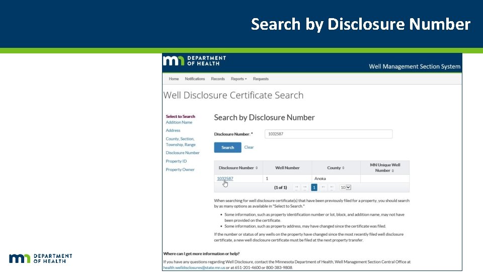 Search by Disclosure Number Search by Disclosure Number