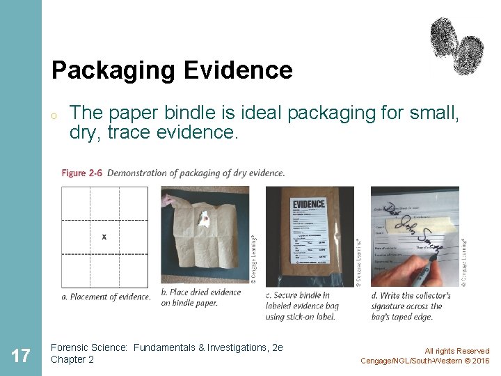 Packaging Evidence o 17 The paper bindle is ideal packaging for small, dry, trace