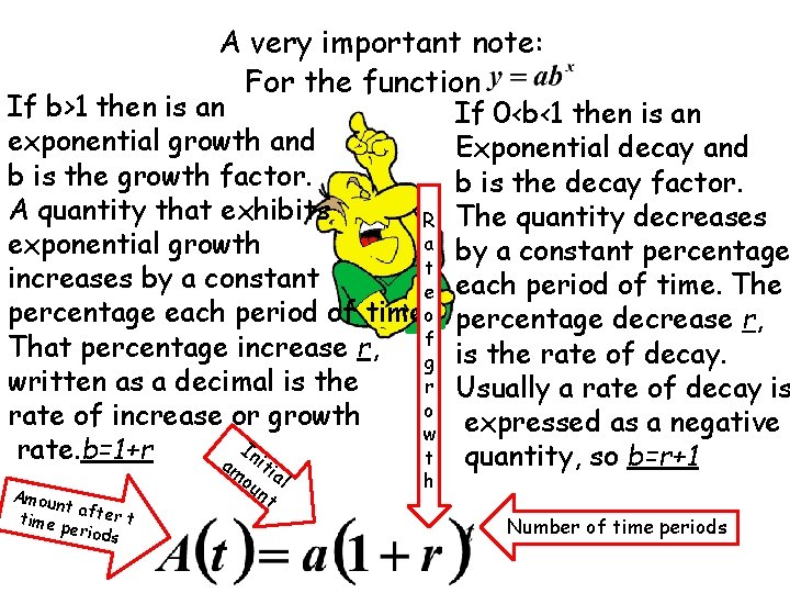 A very important note: For the function If b>1 then is an exponential growth