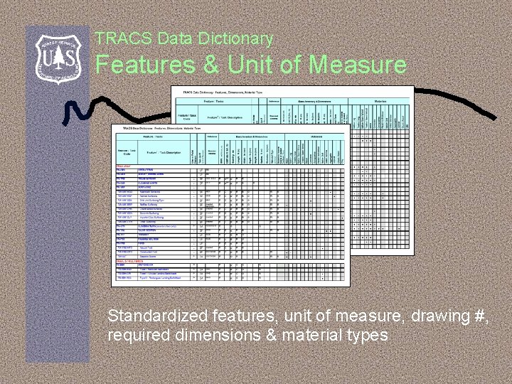 TRACS Data Dictionary Features & Unit of Measure Standardized features, unit of measure, drawing