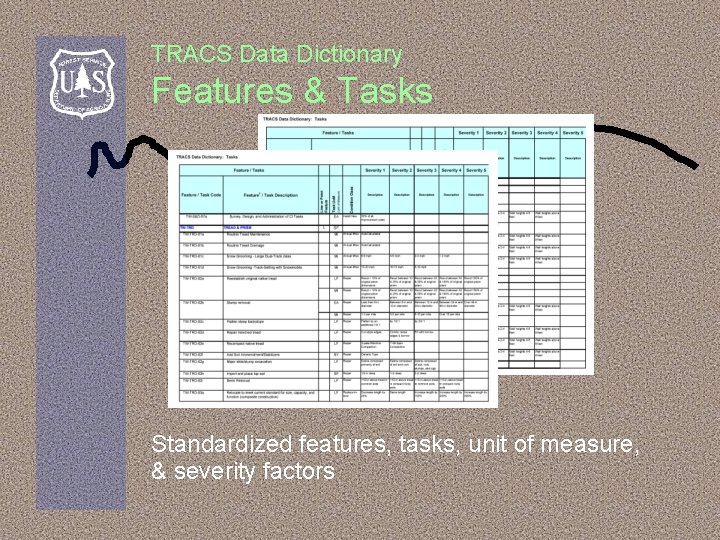 TRACS Data Dictionary Features & Tasks Standardized features, tasks, unit of measure, & severity