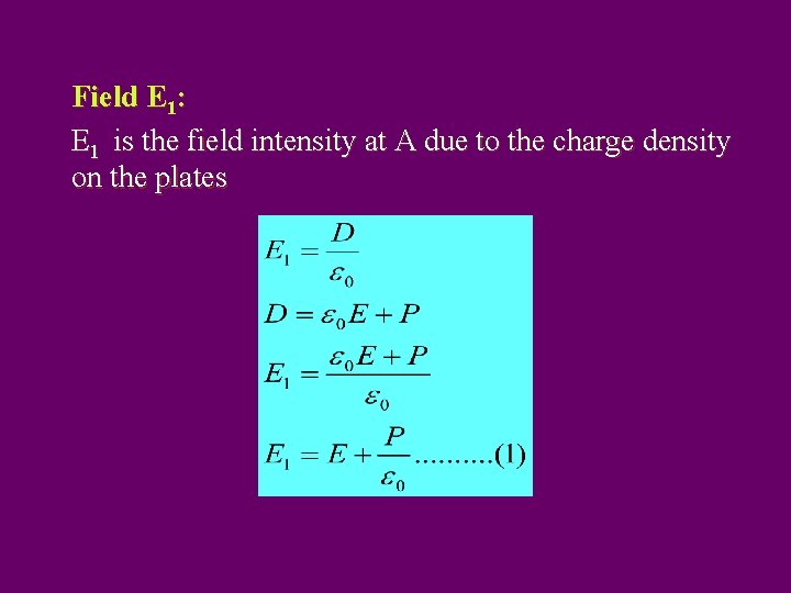 Field E 1: E 1 is the field intensity at A due to the