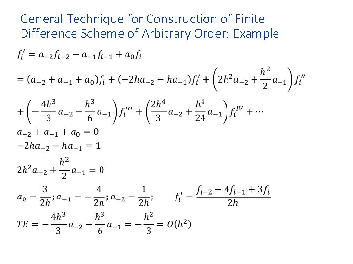 General Technique for Construction of Finite Difference Scheme of Arbitrary Order: Example • 