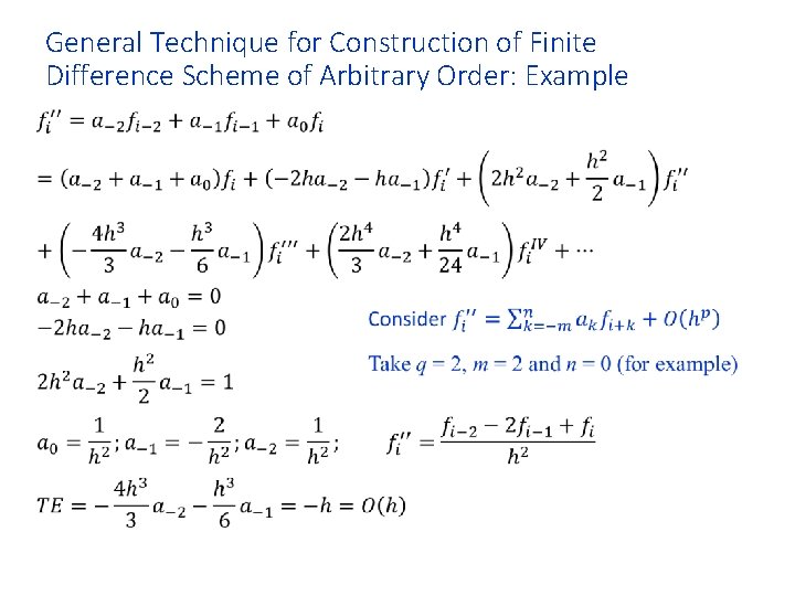 General Technique for Construction of Finite Difference Scheme of Arbitrary Order: Example • 