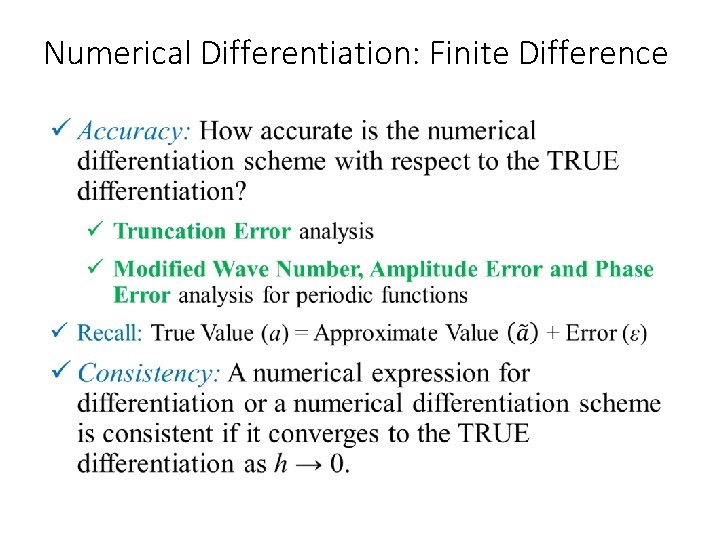 Numerical Differentiation: Finite Difference • 