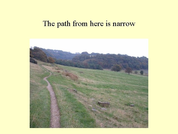 The path from here is narrow 