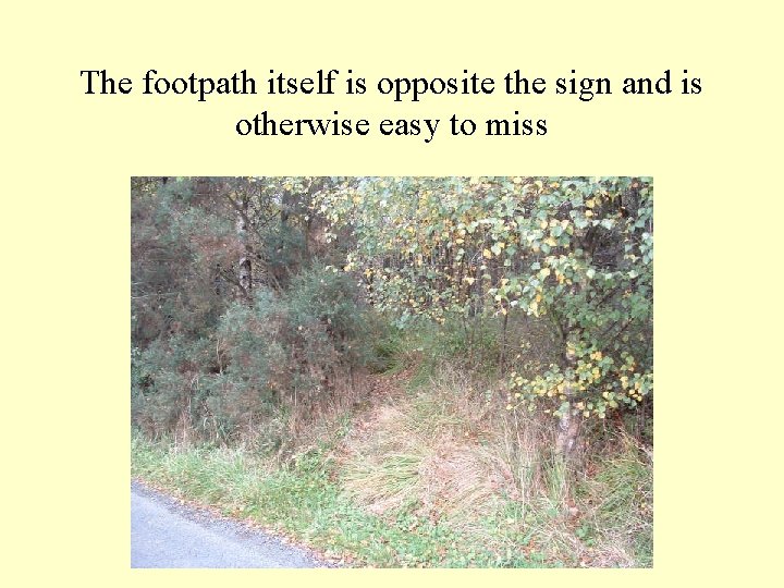 The footpath itself is opposite the sign and is otherwise easy to miss 