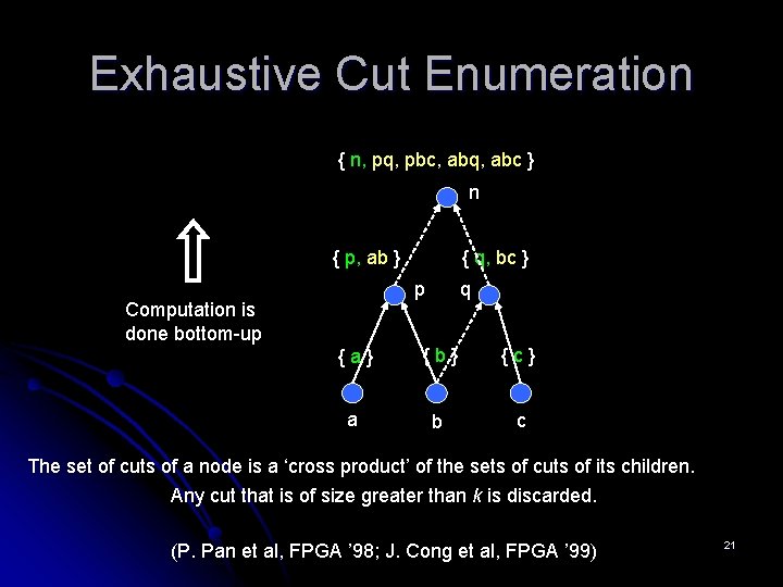 Exhaustive Cut Enumeration { n, pq, pbc, abq, abc } n { p, ab Exhaustive Cut Enumeration { n, pq, pbc, abq, abc } n { p, ab