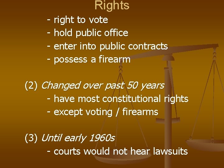 Rights - right to vote - hold public office - enter into public contracts