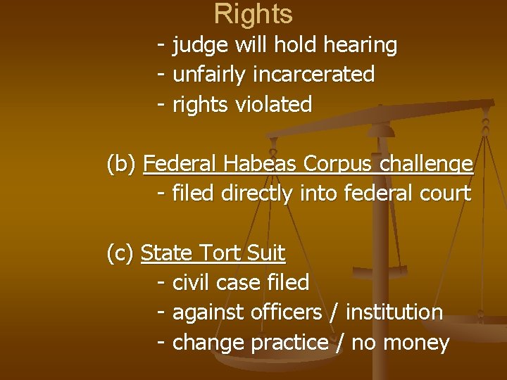 Rights - judge will hold hearing - unfairly incarcerated - rights violated (b) Federal