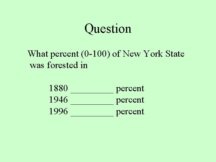 Question What percent (0 -100) of New York State was forested in 1880 _____