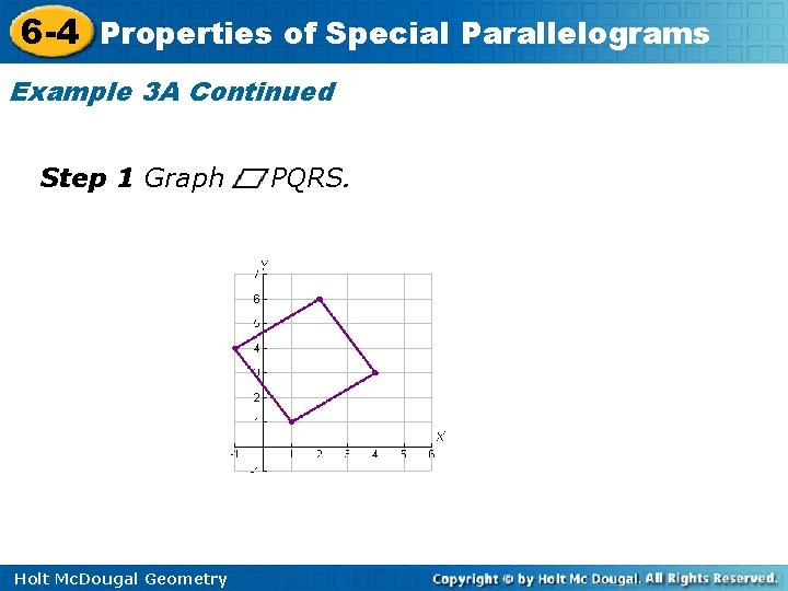 6 -4 Properties of Special Parallelograms Example 3 A Continued Step 1 Graph Holt
