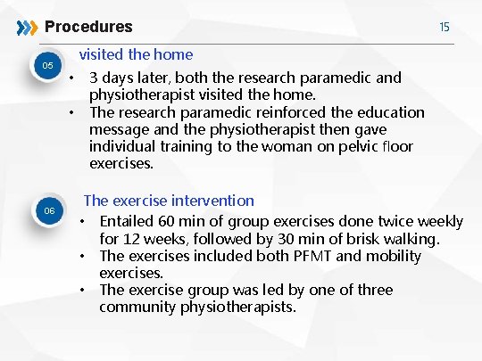 Procedures 05 visited the home • • 06 15 3 days later, both the