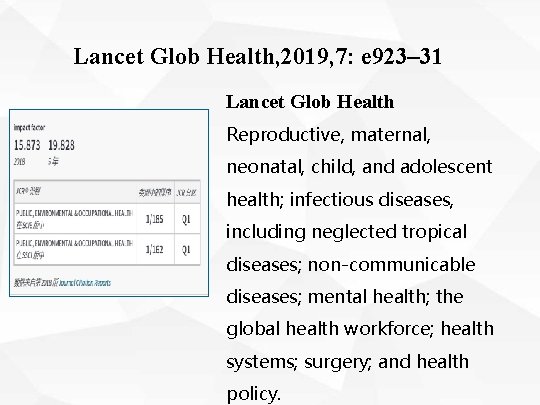 Lancet Glob Health, 2019, 7: e 923– 31 Lancet Glob Health Reproductive, maternal, neonatal,