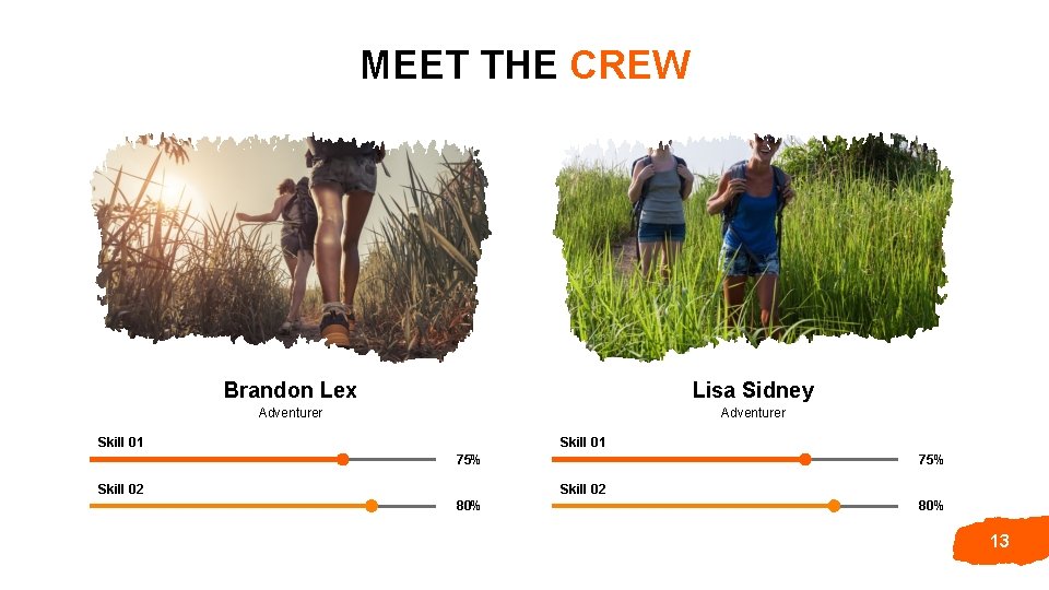 MEET THE CREW Brandon Lex Lisa Sidney Adventurer Skill 01 75% Skill 02 80%