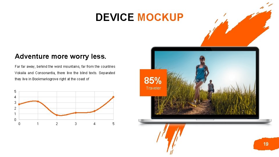 DEVICE MOCKUP Adventure more worry less. Far far away, behind the word mountains, far