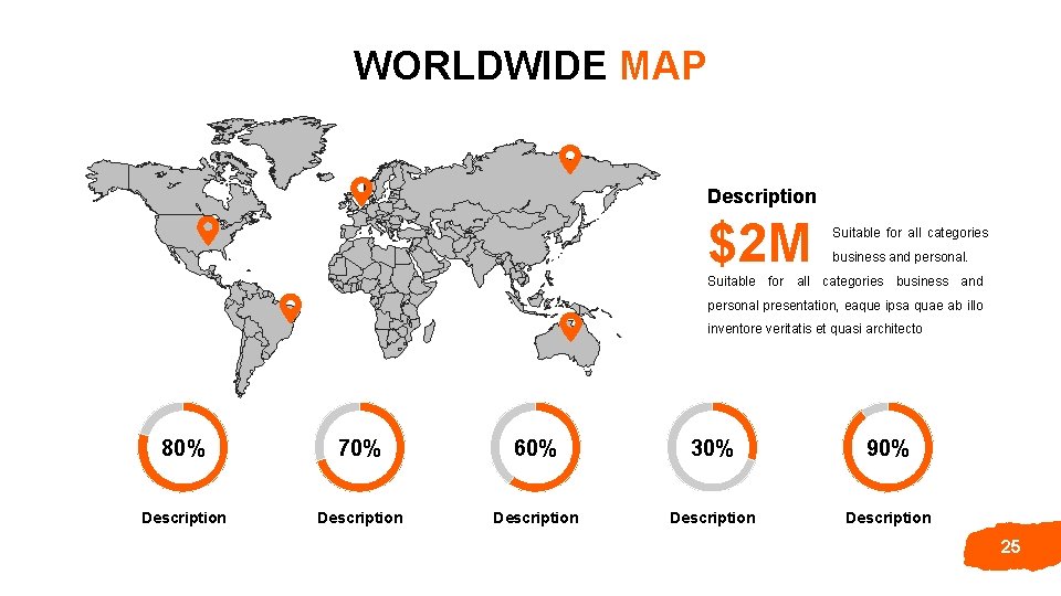 WORLDWIDE MAP Description $2 M Suitable for all categories business and personal presentation, eaque