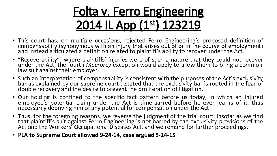 Folta v. Ferro Engineering st 2014 IL App (1 ) 123219 • This court