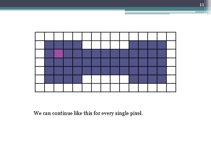 11 We can continue like this for every single pixel. 