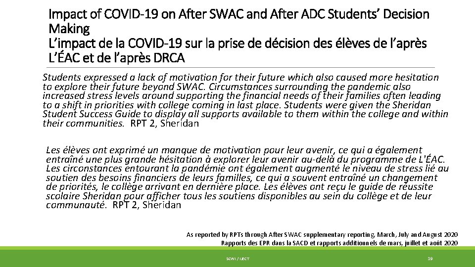 Impact of COVID-19 on After SWAC and After ADC Students’ Decision Making L’impact de