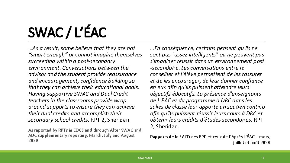 SWAC / L’ÉAC …As a result, some believe that they are not “smart enough”