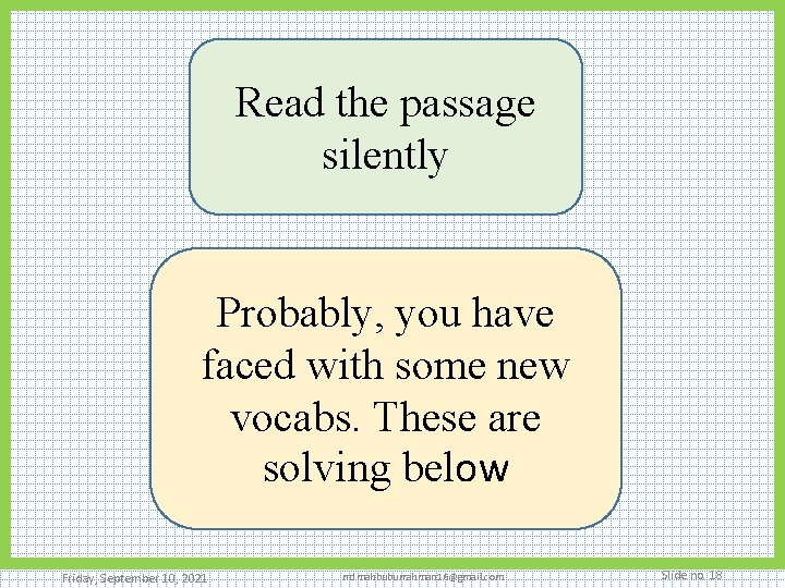 Read the passage silently Probably, you have faced with some new vocabs. These are
