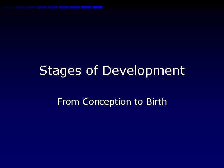 Stages of Development From Conception to Birth 
