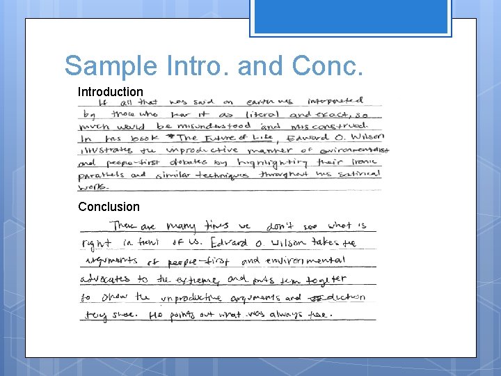 Sample Intro. and Conc. Introduction Conclusion 