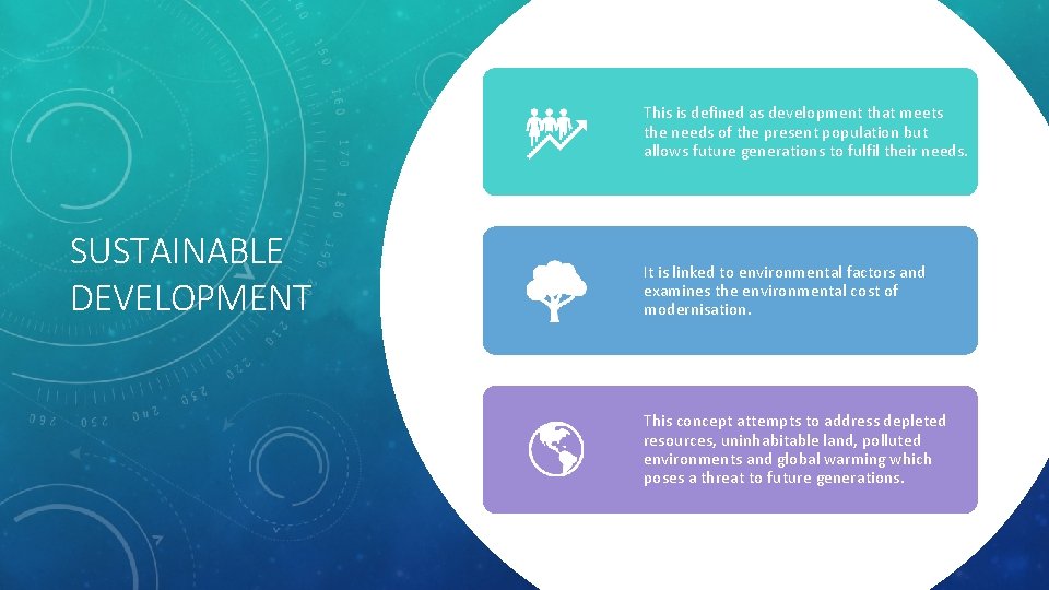 This is defined as development that meets the needs of the present population but