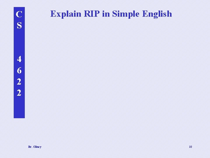 Explain RIP in Simple English C S 4 6 2 2 Dr. Clincy 32
