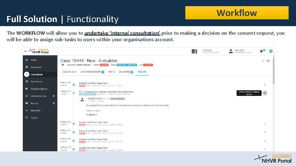 Full Solution | Functionality Workflow The WORKFLOW will allow you to undertake ‘internal consultation’