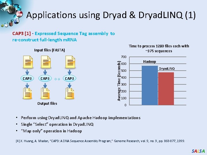 Applications using Dryad & Dryad. LINQ (1) CAP 3 [1] - Expressed Sequence Tag