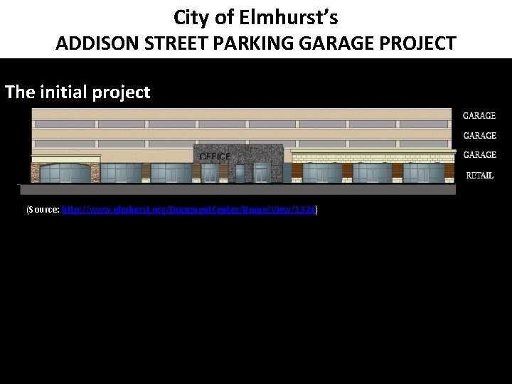 City of Elmhurst’s ADDISON STREET PARKING GARAGE PROJECT The initial project (Source: http: //www.