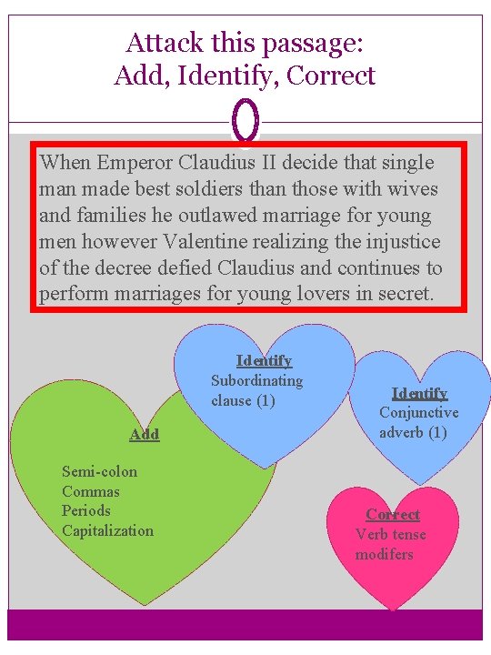 Attack this passage: Add, Identify, Correct When Emperor Claudius II decide that single man