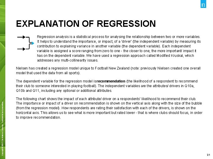 EXPLANATION OF REGRESSION Regression analysis is a statistical process for analysing the relationship between