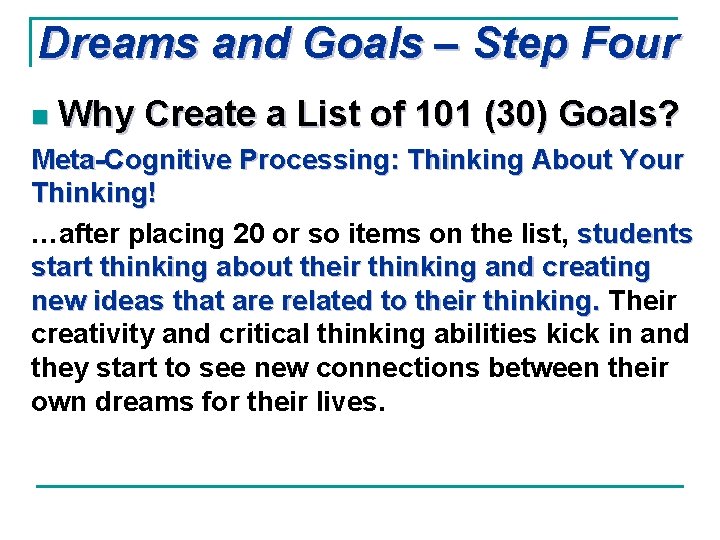 Dreams and Goals – Step Four n Why Create a List of 101 (30)