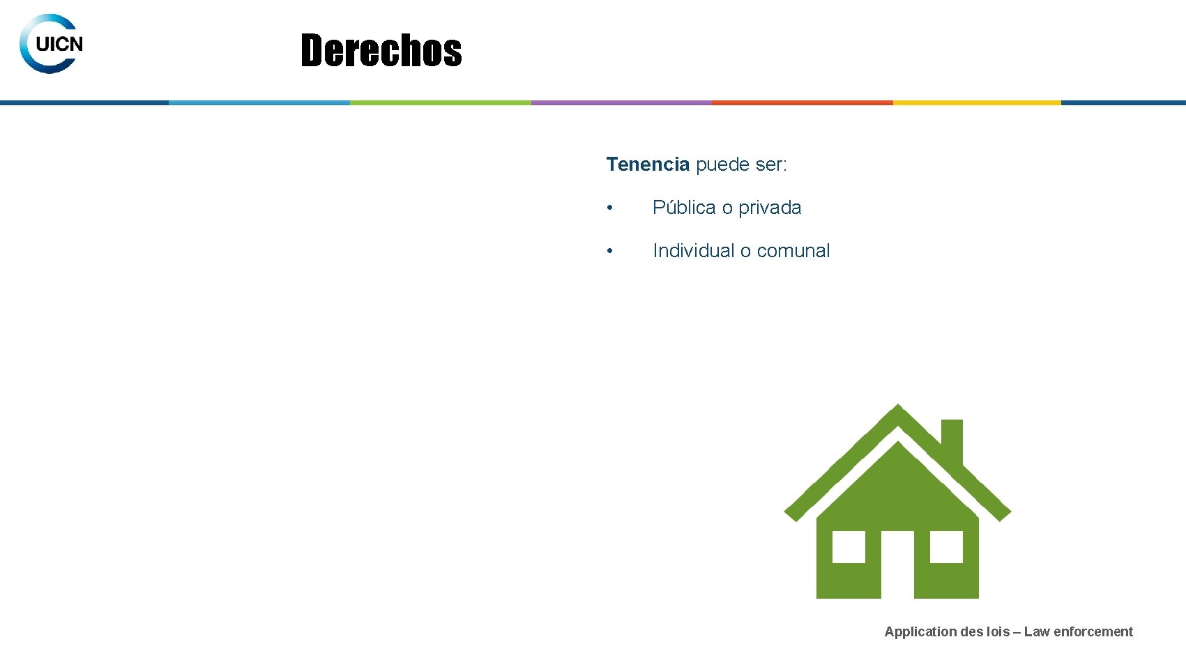 Derechos Tenencia puede ser: • Pública o privada • Individual o comunal Application des