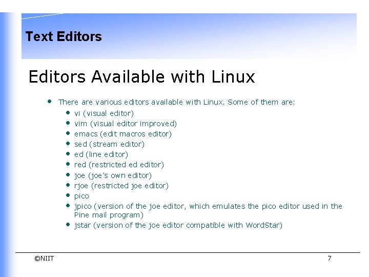 Text Editors PreAssessment Questions 1 Identify the command