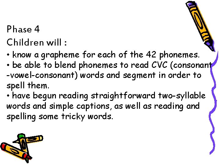 Phase 4 Children will : • know a grapheme for each of the 42