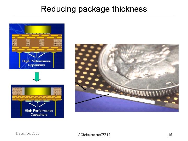 Reducing package thickness December 2003 J. Christiansen/CERN 16 