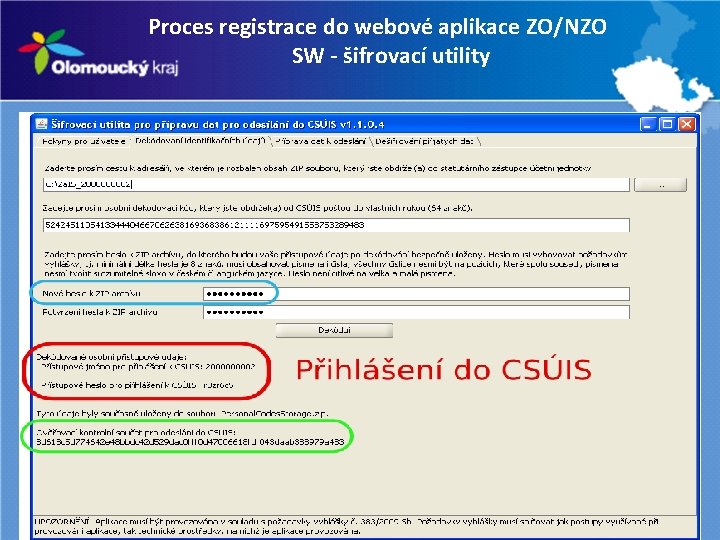 Proces registrace do webové aplikace ZO/NZO SW - šifrovací utility 