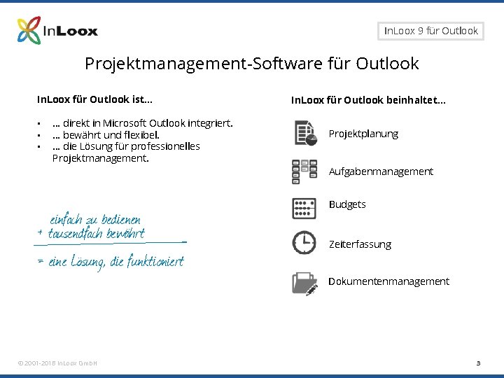 Seite 3 In. Loox 9 für Outlook Projektmanagement-Software für Outlook In. Loox für Outlook