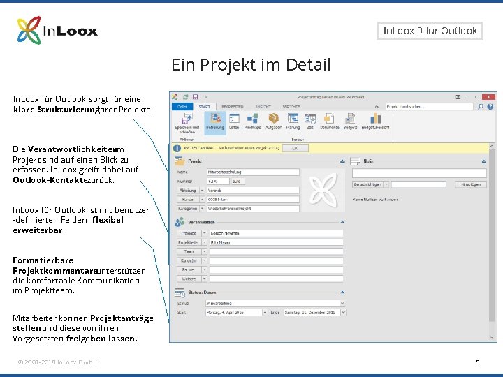 Seite 5 In. Loox 9 für Outlook Ein Projekt im Detail In. Loox für